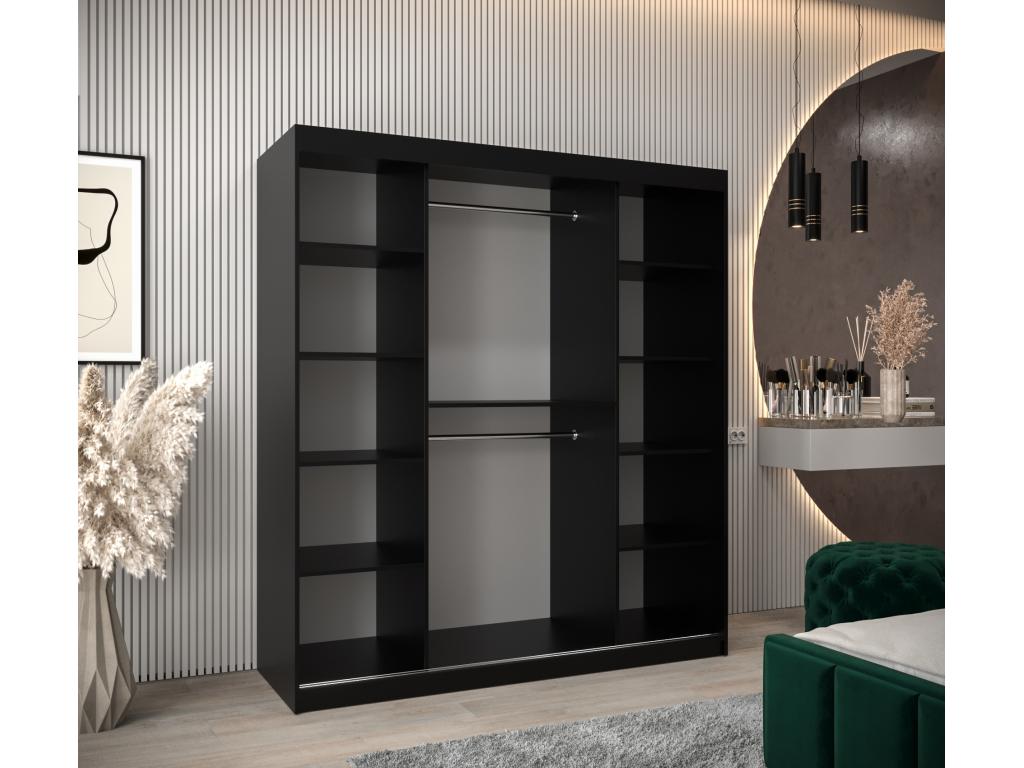 Parisianestop Sliding Door Wardrobe 200/180/62 2 Doors Black/White 22875NXLW