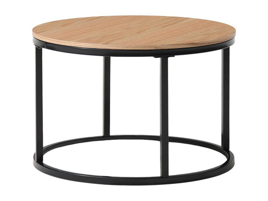 Nesting coffee tables in oak veneer, tempered glass and black metal - Transparent and Natural - Parisianestop 10242NQDS