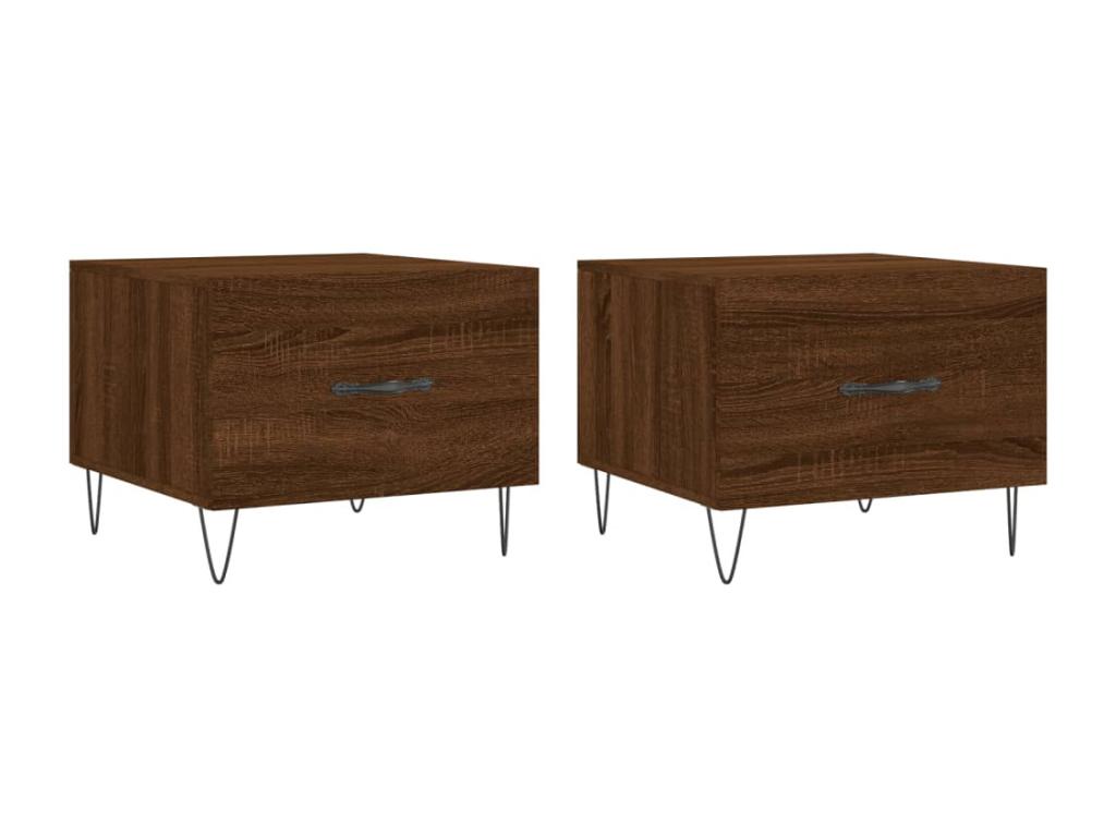 2-piece coffee tables, brown oak, 50x50x40 cm, engineered wood, 67363ECMM