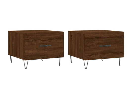 2-piece coffee tables, brown oak, 50x50x40 cm, engineered wood, 67363ECMM