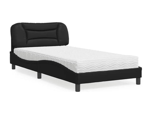 Bed with black mattress 100x200 cm faux leather 34726BSNO
