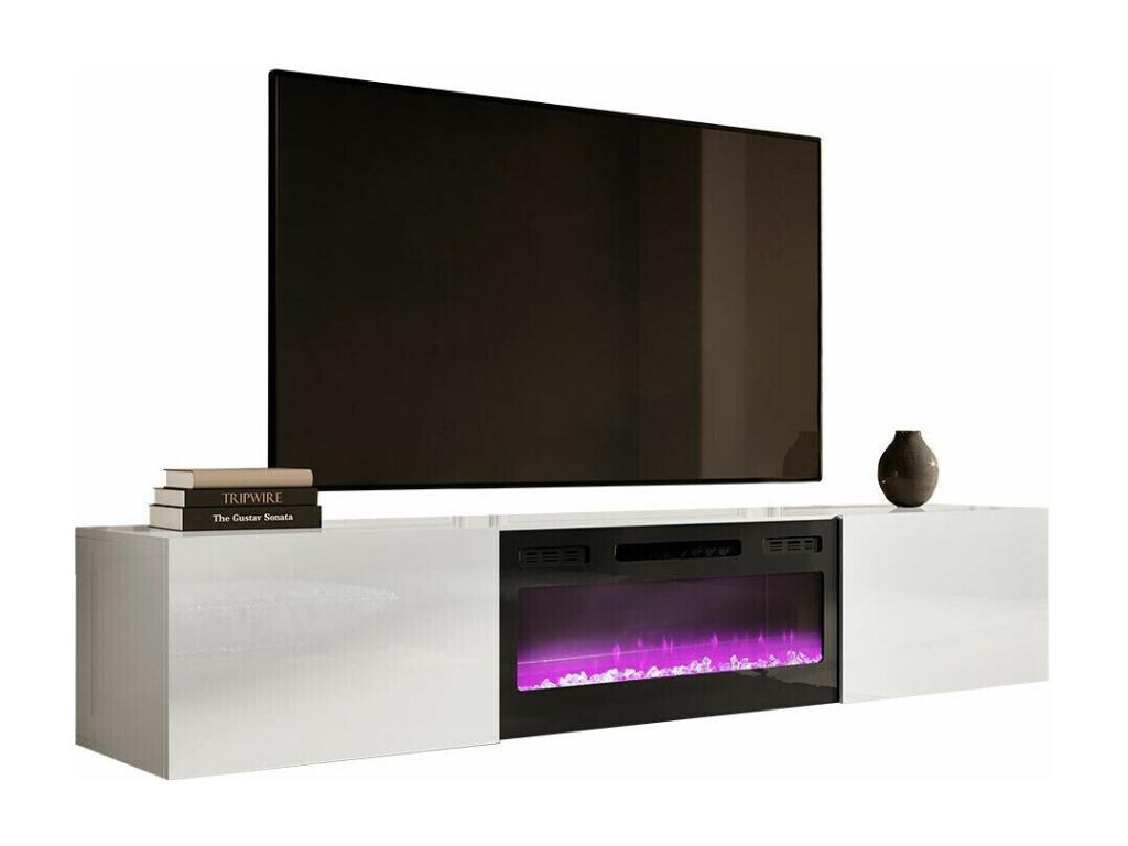 Maisonpuretop 162 TV Stand, Black - White - Glossy White, 2 Doors, 200x37x40cm, 62947SZVG