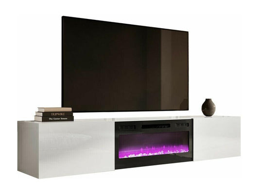 Maisonpuretop 162 TV Stand, Black - White - Glossy White, 2 Doors, 200x37x40cm, 62947SZVG