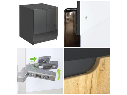 Matte Black and Sawn Oak Effect Storage Cabinet (WxHxD) 51x60.5x54 cm 22598BAEA