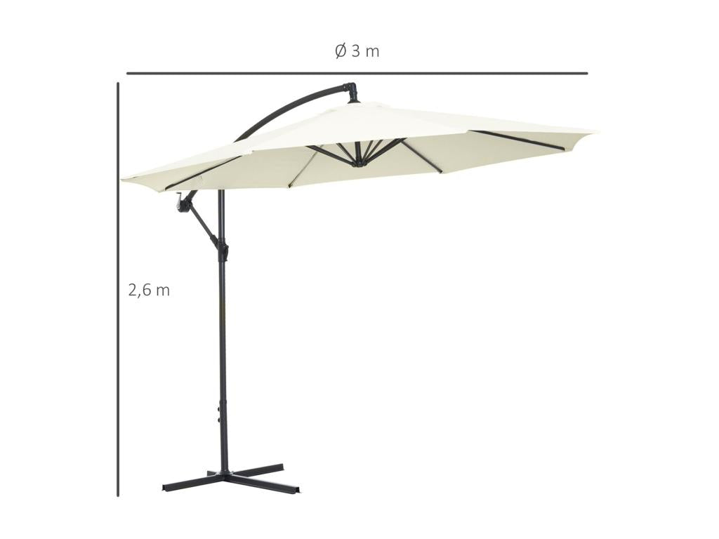 Octagonal cantilever parasol, tiltable and foldable, 3m diameter, garden parasol with Parisianestop cream finish, 75939ZCNX