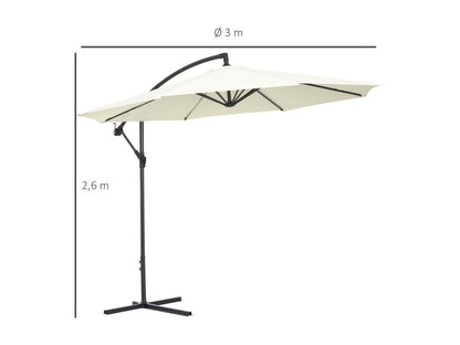 Octagonal cantilever parasol, tiltable and foldable, 3m diameter, garden parasol with Parisianestop cream finish, 75939ZCNX