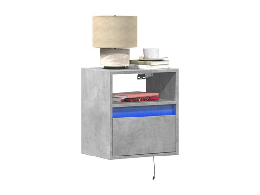 Wall-mounted bedside tables with Parisianesoperes LED lights, 2 pcs, concrete grey, 18847FNXQ