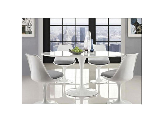 Round Tulip Table - Matte Black Top - Diameter 80 cm - Glossy Black Base 36236JWOM