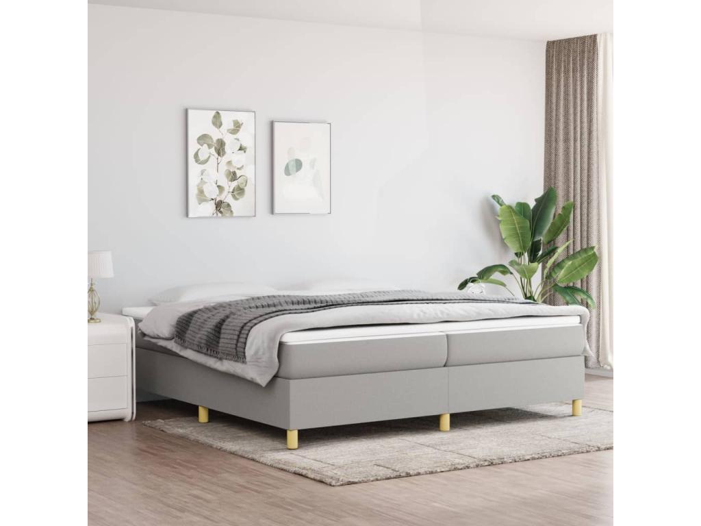 Bed frame without mattress, light grey, 200x200 cm, fabric, 18939EVPI
