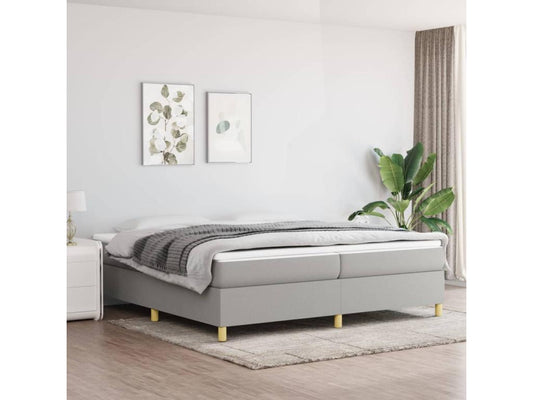 Bed frame without mattress, light grey, 200x200 cm, fabric, 18939EVPI