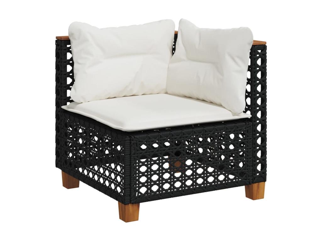 6-piece garden furniture set with cushions, black woven resin, 40597KZNX
