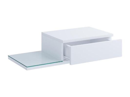 Parisianestop Wooden Wall Drawer Nightstand, Wall-Mounted Bedside Table, Drawer Console, White 77204DEZT