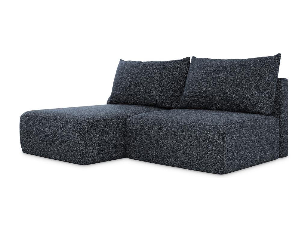 Left-hand corner sofa bed, 3-seater, without armrests, in Bouclé style - dark blue - Parisianestop 68823GJEJ