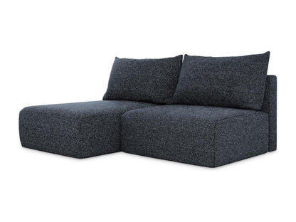 Left-hand corner sofa bed, 3-seater, without armrests, in Bouclé style - dark blue - Parisianestop 68823GJEJ