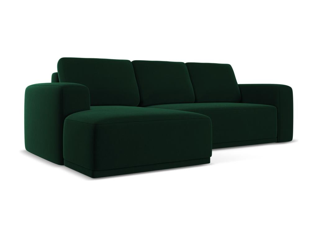 Left-hand corner convertible sofa in velvet - bottle green - Parisianestop 38712PGVW