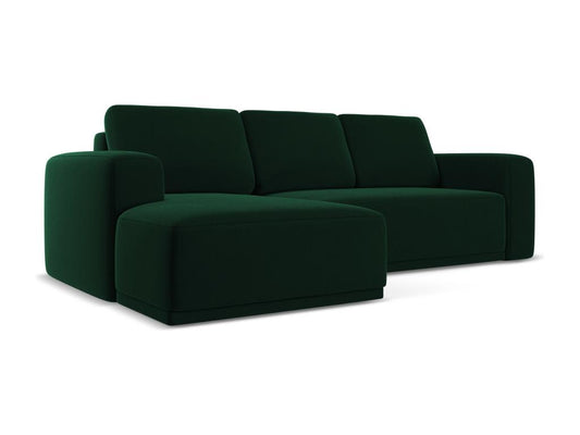 Left-hand corner convertible sofa in velvet - bottle green - Parisianestop 38712PGVW