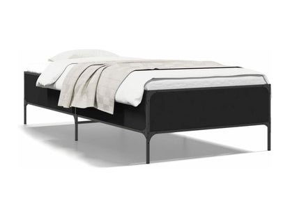 Black bed frame 90x190 cm engineered wood and metal 47762CEID