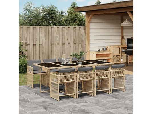 Parisianestop 9-piece garden dining set and cushions, beige, 72011JWWH