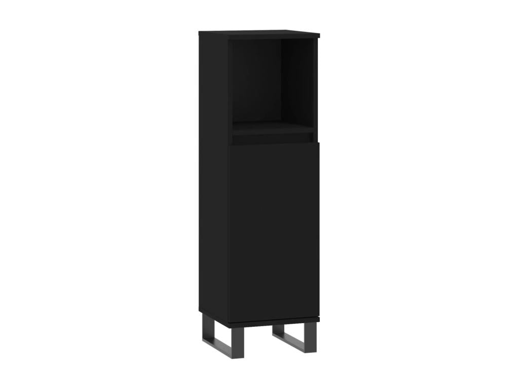 Black bathroom cabinet 30x30x100 cm engineered wood 02064HJCF