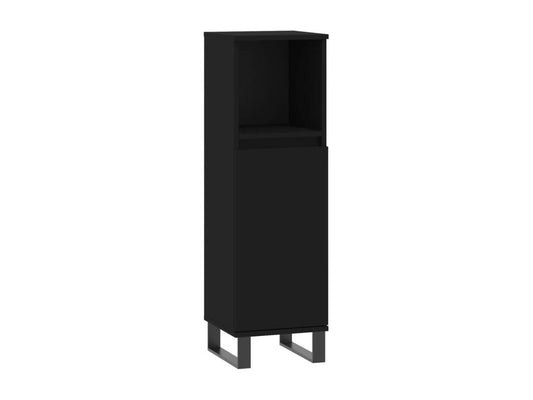 Black bathroom cabinet 30x30x100 cm engineered wood 02064HJCF