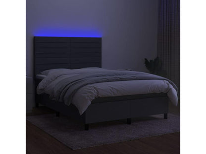 Parisianestop bed base and mattress with LED lighting, dark grey, 140x190 cm, 88545VINL