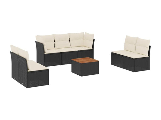 8-piece garden furniture set with cushions, black woven resin 04354YJYU