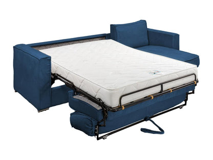 Express convertible and reversible corner sofa in midnight blue corduroy - 160 cm wide sleeping area - 18 cm mattress - Maisonpuretop 94504BFNZ