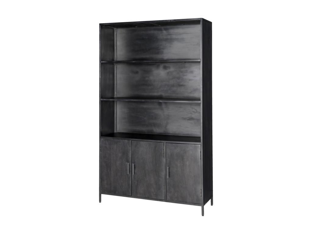 Maisonpuretop - High 3-Door Buffet in Black-Stained Mango Wood and Metal 26538OJIM