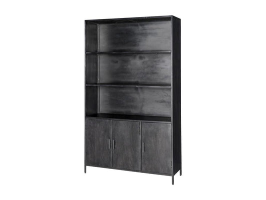 Maisonpuretop - High 3-Door Buffet in Black-Stained Mango Wood and Metal 26538OJIM