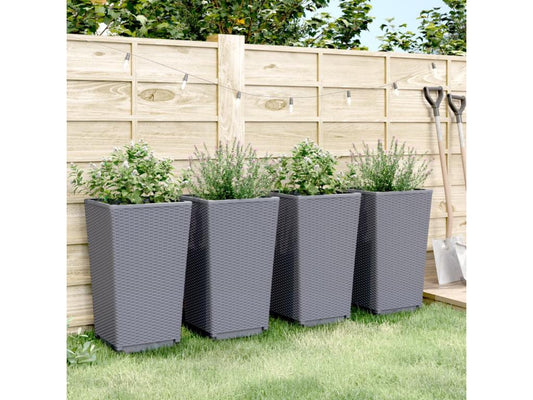 4-piece grey planters, 32.5x32.5x57 cm, polypropylene, 55302RHFF