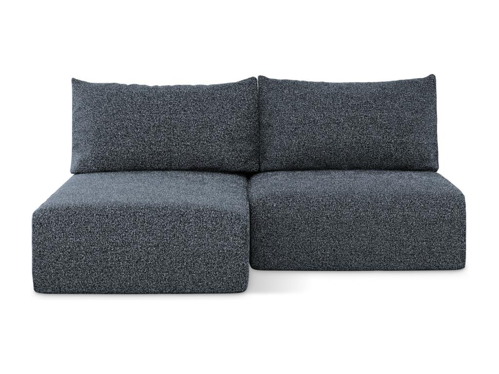 Left-hand corner sofa bed, 3-seater, without armrests, in Bouclé style - dark blue - Parisianestop 68823GJEJ