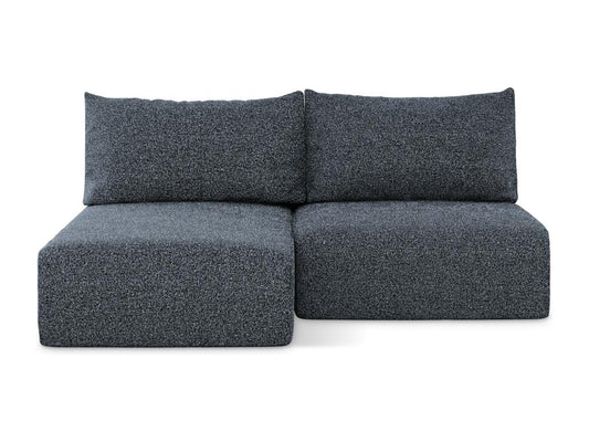Left-hand corner sofa bed, 3-seater, without armrests, in Bouclé style - dark blue - Parisianestop 68823GJEJ