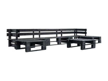 6-piece pallet garden sofas, black wood, 47579CCVM