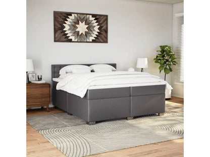 Parisianestop bed base with mattress, grey, 200x200 cm, faux leather, 23307XHJT
