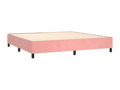 Upholstered bed base with mattress and LED light, Pink, 200x200 cm, Velvet, 28382ETEX