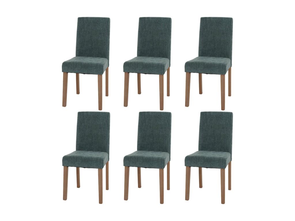 Parisianestop Chenille Dining Chairs, Set of 6, Green, Natural Legs, 98199KYEW