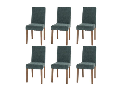 Parisianestop Chenille Dining Chairs, Set of 6, Green, Natural Legs, 98199KYEW