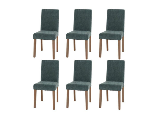 Parisianestop Chenille Dining Chairs, Set of 6, Green, Natural Legs, 98199KYEW