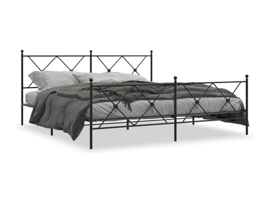 Metal bed frame with headboard and footboard, black, 183x213 cm, 99215HFRU