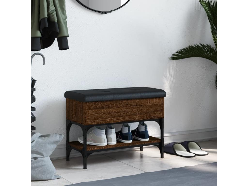 Brown oak shoe bench 62x32x45 engineered wood 68210GMVO