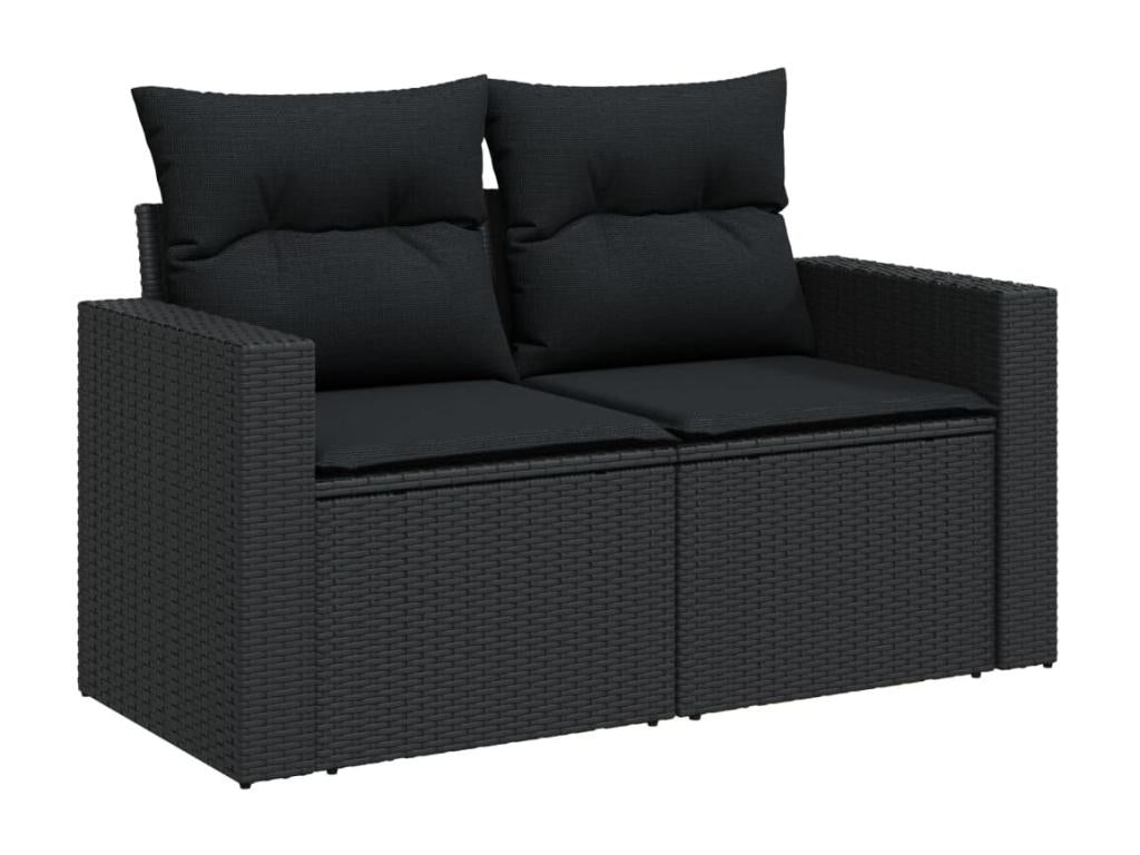 13-piece garden furniture set with cushions, black wicker resin, 25487BZKP