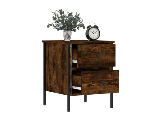 Smoked oak bedside table 40x42x50 cm engineered wood 63053AFZE
