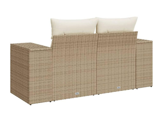 Garden sofa with cushions, 2-seater beige woven resin 68833RXPA