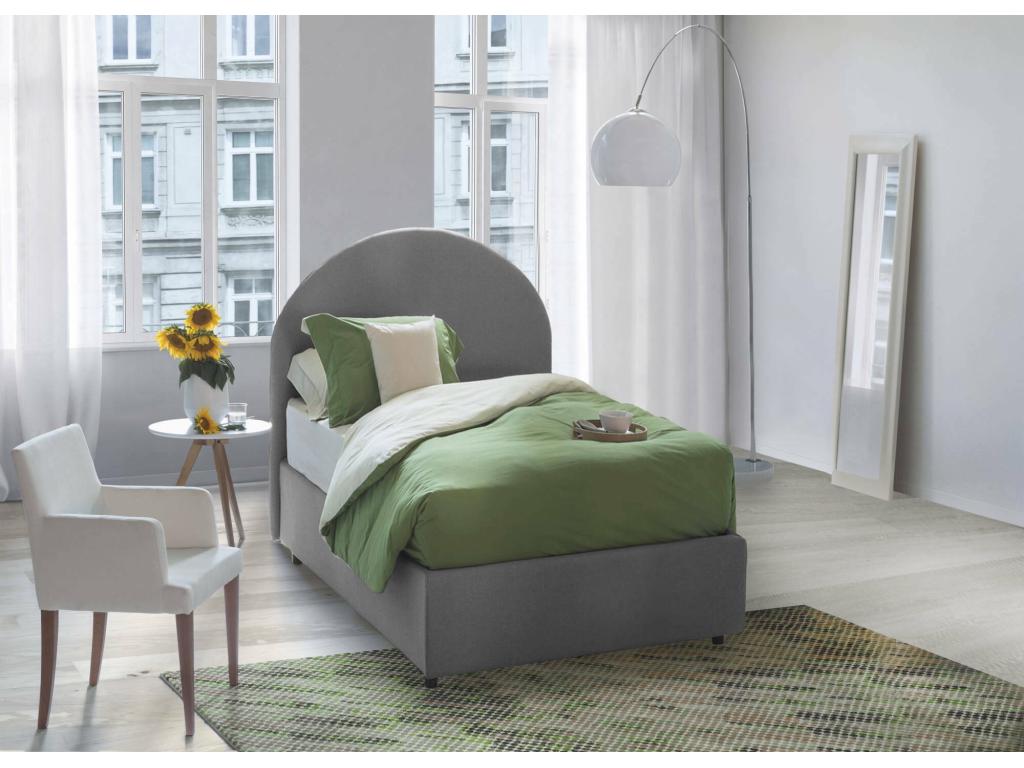 Parisianestop Single Bed with Storage, Fabric Upholstery, Made in Italy, Front Opening, Suitable for 80x190 cm Mattress, Grey, 18156XPCI
