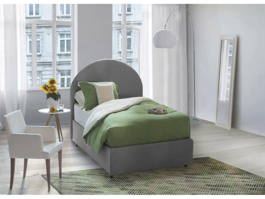 Parisianestop Single Bed with Storage, Fabric Upholstery, Made in Italy, Front Opening, Suitable for 80x190 cm Mattress, Grey, 18156XPCI