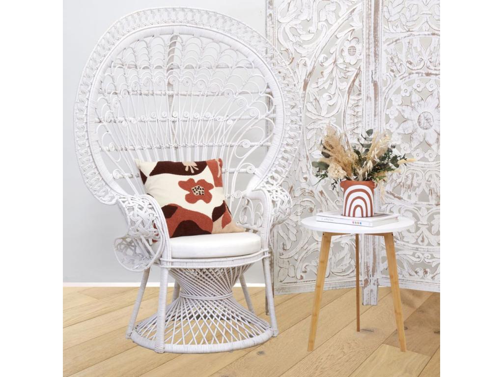 Handcrafted Parisianestop rattan armchair, white lacquered rattan 81927OMDI