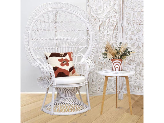 Handcrafted Parisianestop rattan armchair, white lacquered rattan 81927OMDI