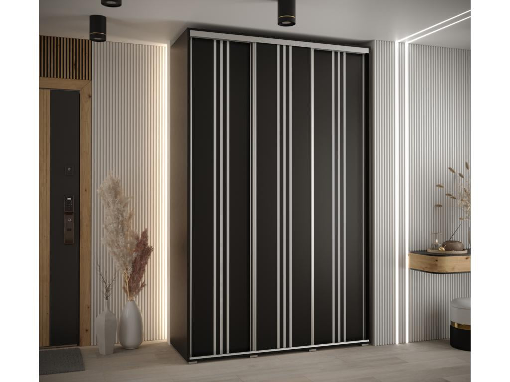 Maisonpuretop 6 Sliding Door Wardrobe 235.2/150/45 3 Doors Black/Black/Silver 53222LCVX