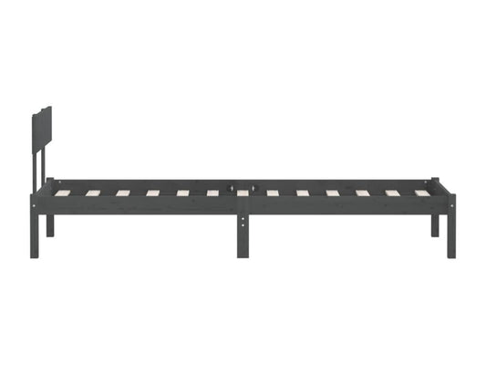 Bed frame without mattress, grey solid wood, 100x200 cm, 15641EFVW