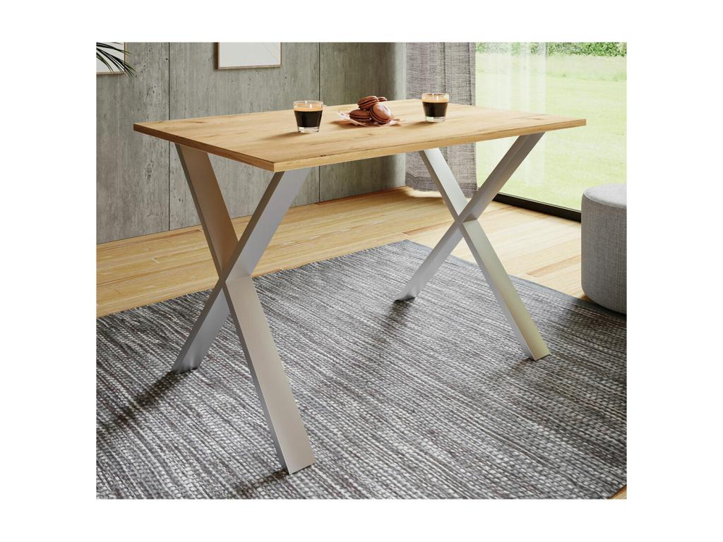 Maisonpuretop dining table 110x80 oak finish, silver color. 27995HYIW